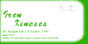 iren kincses business card